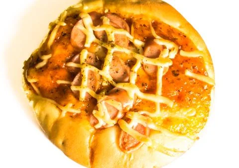 Pizza with hotdog Stock Photos