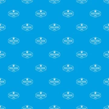 Pizza house pattern seamless blue Stock Illustration
