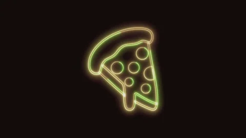 Pizza Icon Neon Seamless Loop 4K (Black Background) Stock Footage 310359729