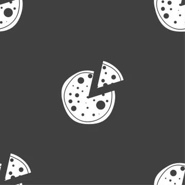 Pizza Icon. Seamless pattern on a gray background. 스톡 일러스트