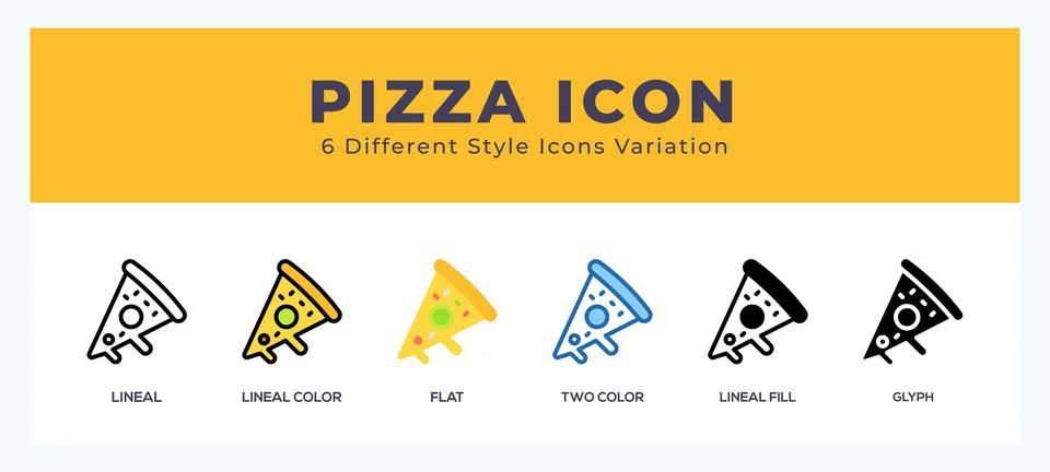 Pizza icon set. Design elements for logo Illustrazione stock