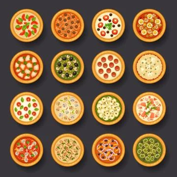 Pizza icon set Stock Illustration