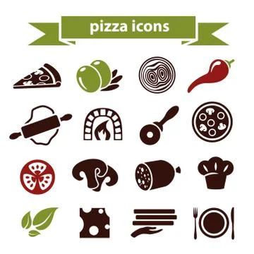 Pizza icons Stock Illustration