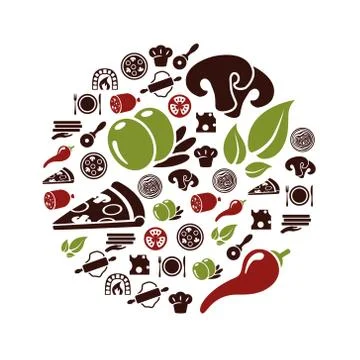 Pizza icons Illustrazione stock
