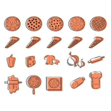 Pizza Icons Stock Illustration