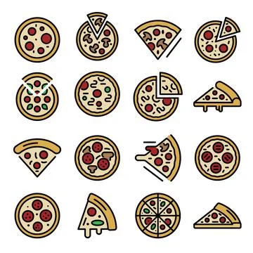 Pizza icons vector flat Illustrazione stock