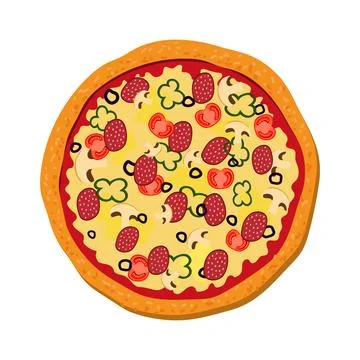 Pizza illustration, vector on a white background. Stock Illustration