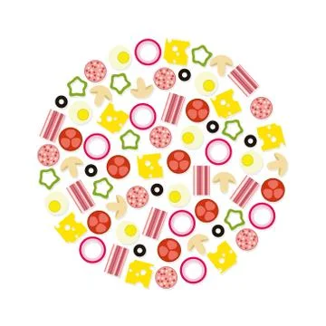 Pizza ingredients in circle Stock Illustration
