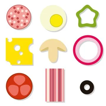 Pizza ingredients Stock Illustration