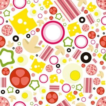 Pizza ingredients seamless pattern Stock Illustration