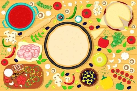 Pizza ingredients vector 库存插图