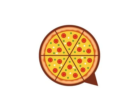 Pizza inside the bubble chat logo Stock Illustration