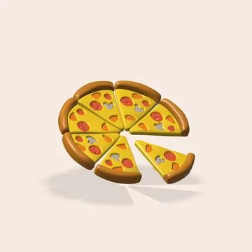 Pizza isolated 3d vector icon. Pizza 3d illustration. Stock Illustration