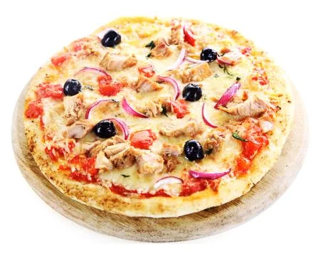Pizza isolated on white background Stock Photos