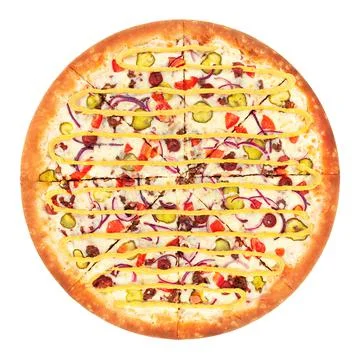 Pizza on an isolated white background Stockfoto's