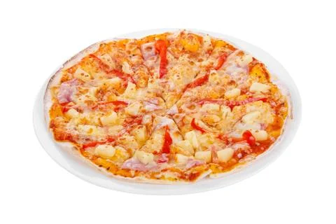Pizza isolated white Stock Photos