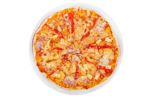 Pizza isolated white Stock Photos