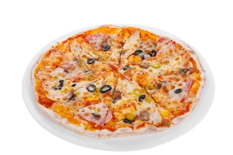 Pizza isolated white Stock Photos