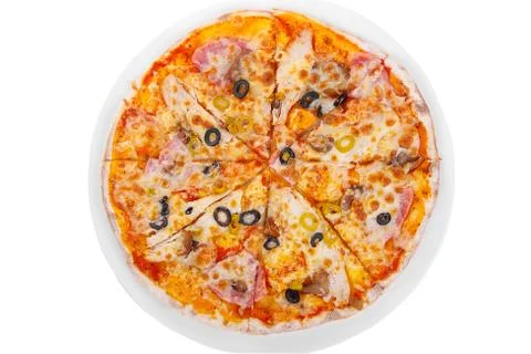 Pizza isolated white Stock Photos