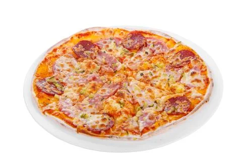 Pizza isolated white Stock Photos