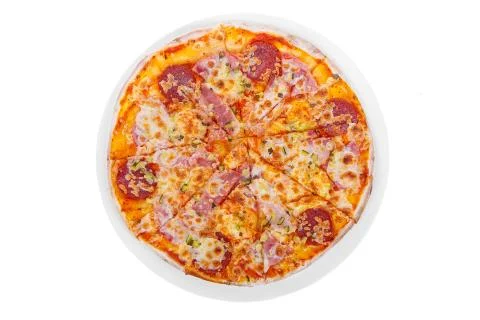 Pizza isolated white Stock Photos