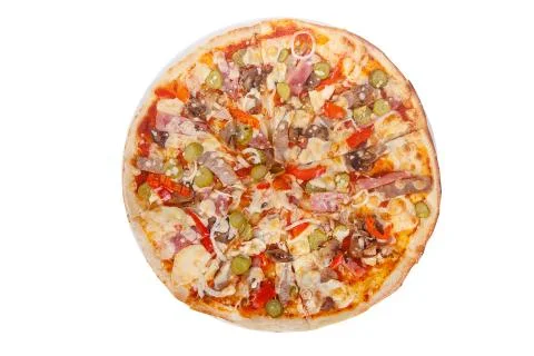 Pizza isolated white Stock Photos