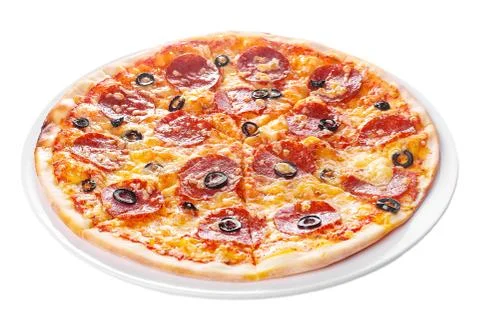 Pizza isolated white Stock Photos