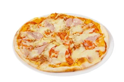 Pizza isolated white Stock Photos