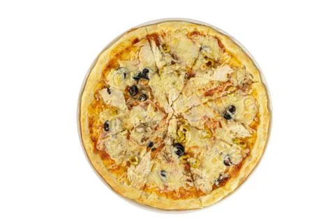 Pizza isolated white Stock Photos