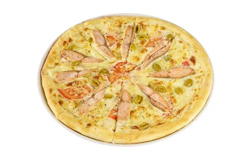 Pizza isolated white Stock Photos