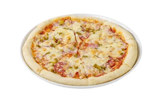 Pizza isolated white Stock Photos