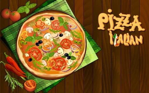 Pizza italian background 스톡 일러스트
