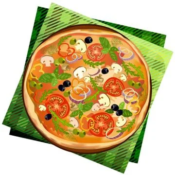Pizza italian background Stock Illustration