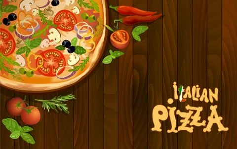 Pizza italian background Stock Illustration