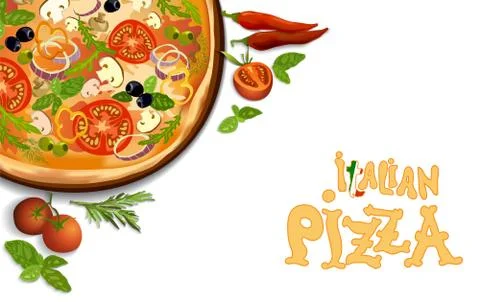 Pizza italian background Stock Illustration