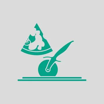 Pizza With Knife Icon Stock Illustration