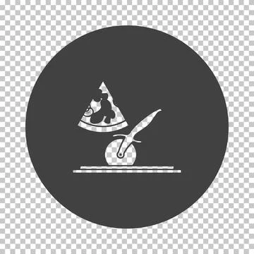 Pizza With Knife Icon Stock Illustration