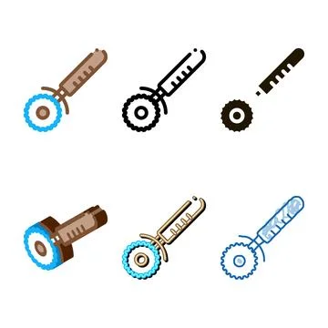Pizza knife styleset icon vector outline Stock Illustration