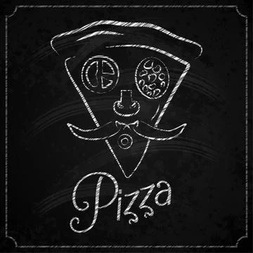 Pizza label chalkboard concept design Stock Illustration