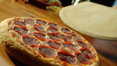 Pizza Landing on Table Video stock 121183745