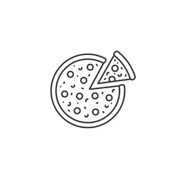 Pizza line icon with editable stroke. Simple outline food symbol. Stock Illustration