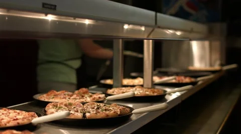 Pizza Line Setup Stock Footage 49130811