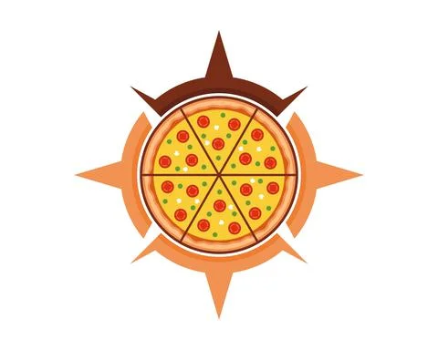 Pizza location in the compass shape 스톡 일러스트
