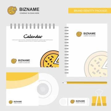 Pizza Logo, Calendar Template, CD Cover, Diary and USB Brand Stationary Packa Illustrazione stock