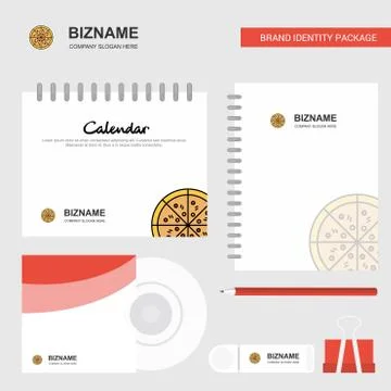 Pizza  Logo, Calendar Template, CD Cover, Diary and USB Brand Stationary Pack Illustrazione stock
