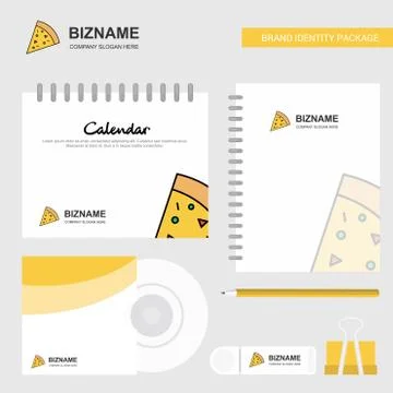 Pizza Logo, Calendar Template, CD Cover, Diary and USB Brand Stationary Packa Illustrazione stock