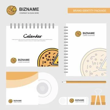 Pizza  Logo, Calendar Template, CD Cover, Diary and USB Brand Stationary Pack Illustrazione stock