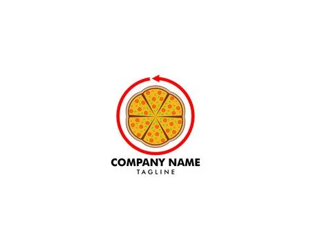 Pizza Logo Design Vector Stock, Pizza Delivery Logo Illustration, Pizza 24 .. Stock Illustration