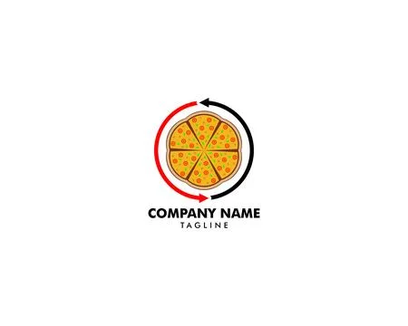 Pizza Logo Design Vector Stock, Pizza Delivery Logo Illustration, Pizza 24 .. Stock Illustration