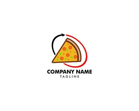 Pizza Logo Design Vector Stock, Pizza Delivery Logo Illustration, Pizza 24 .. Stock Illustration